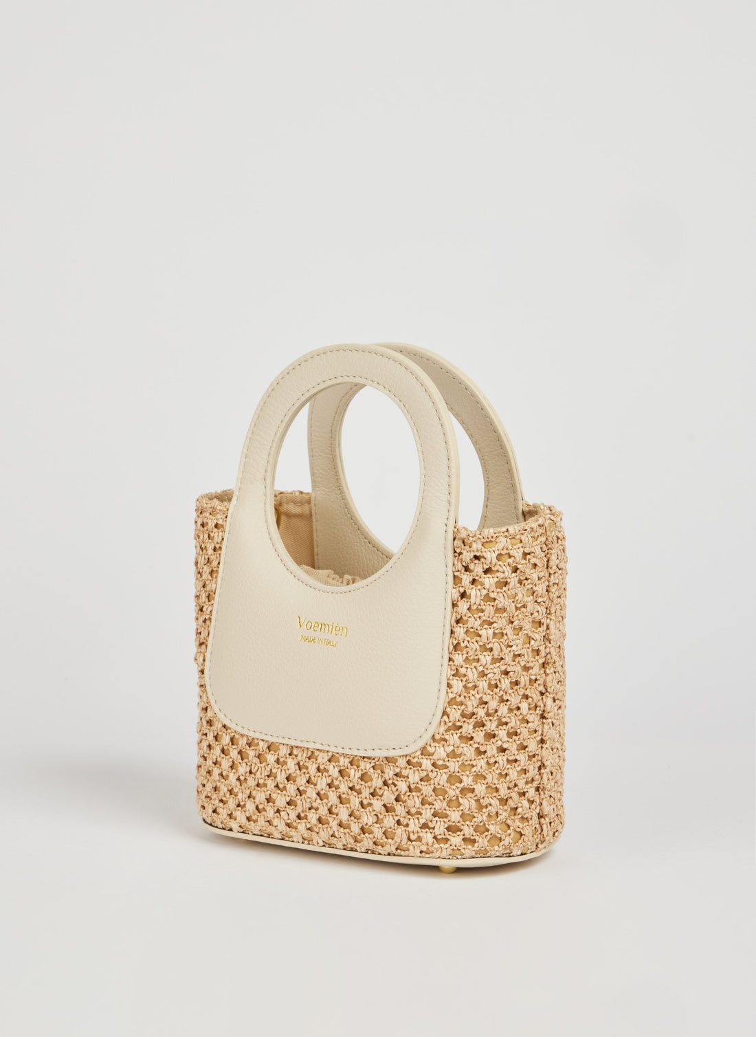 Alba Bag in Dollar Leather and Raffia Beige