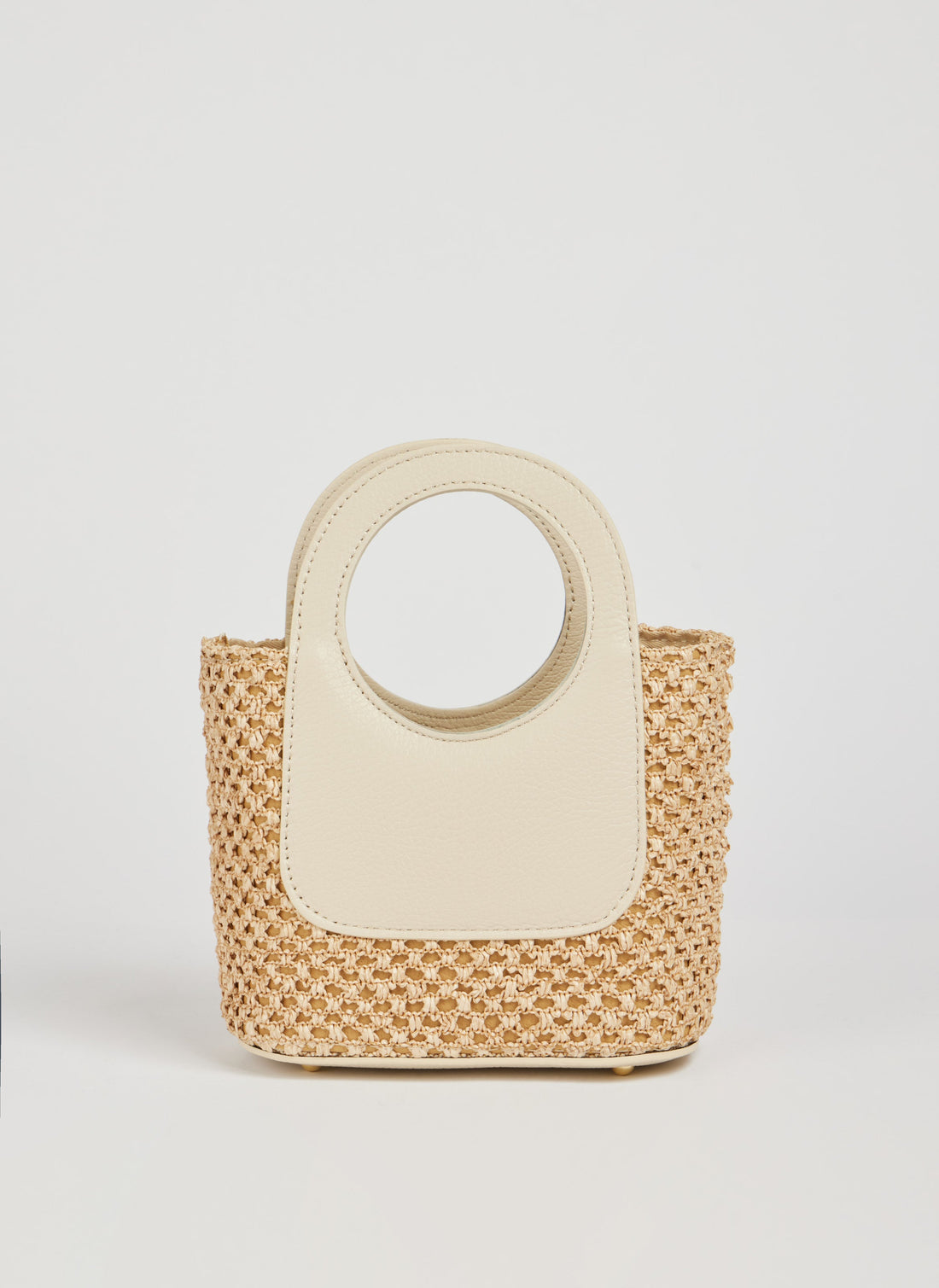 Alba Bag in Dollar Leather and Raffia Beige