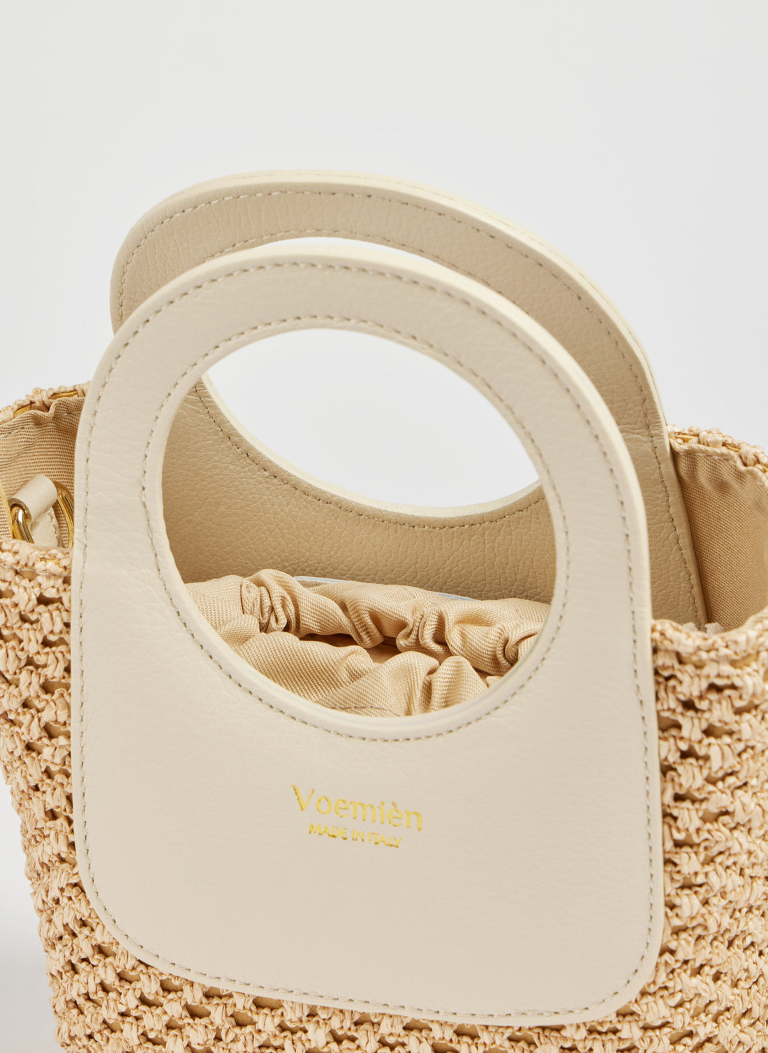 Alba Bag in Dollar Leather and Raffia Beige