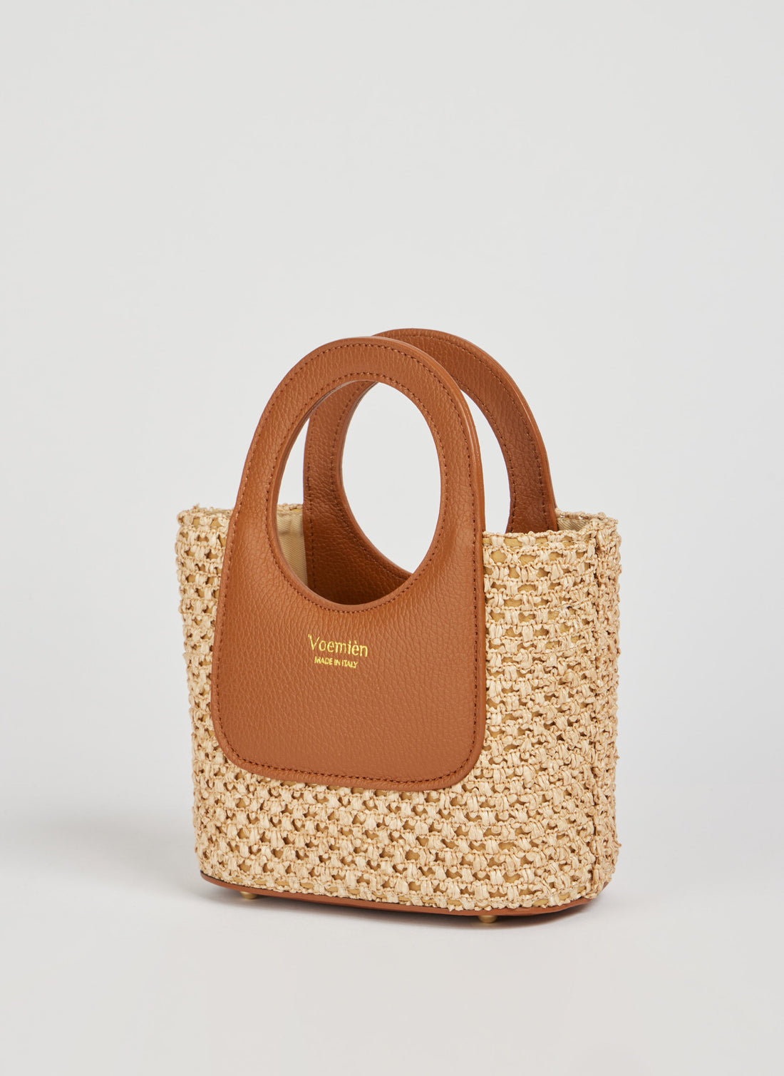 Alba Bag in Dollar Leather e Raffia Tan