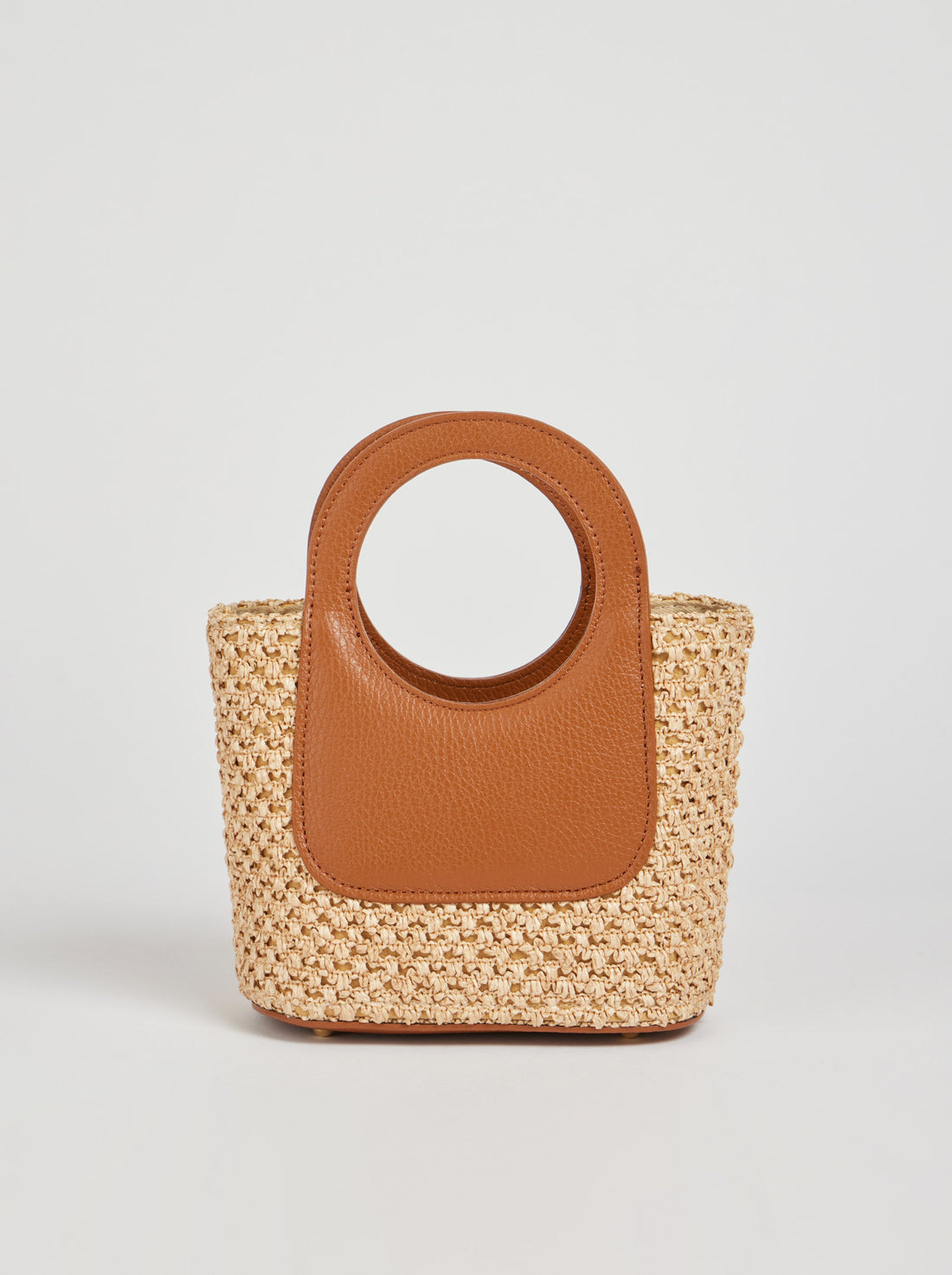 Alba Bag in Dollar Leather e Raffia Tan