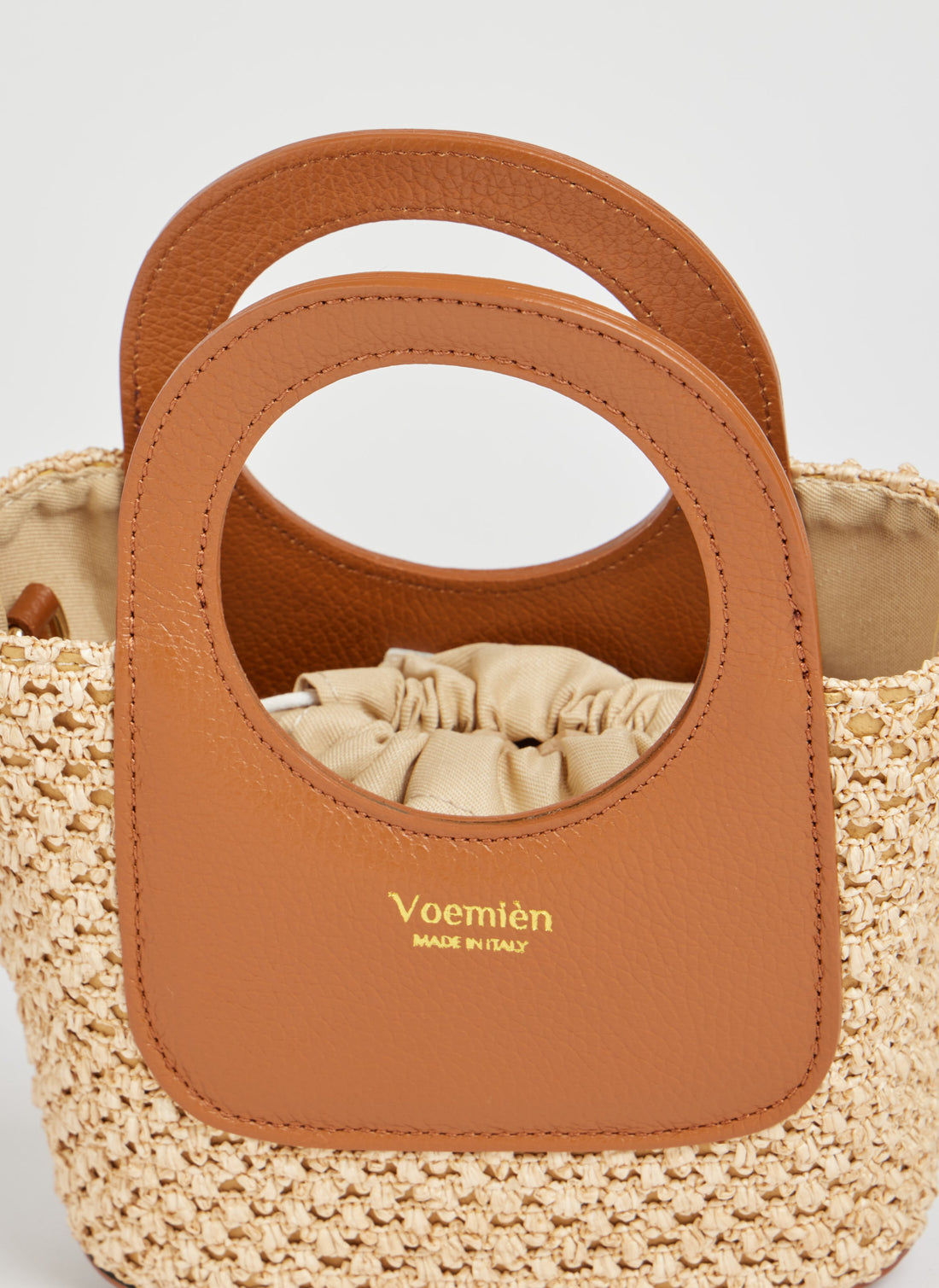 Alba Bag in Dollar Leather e Raffia Tan