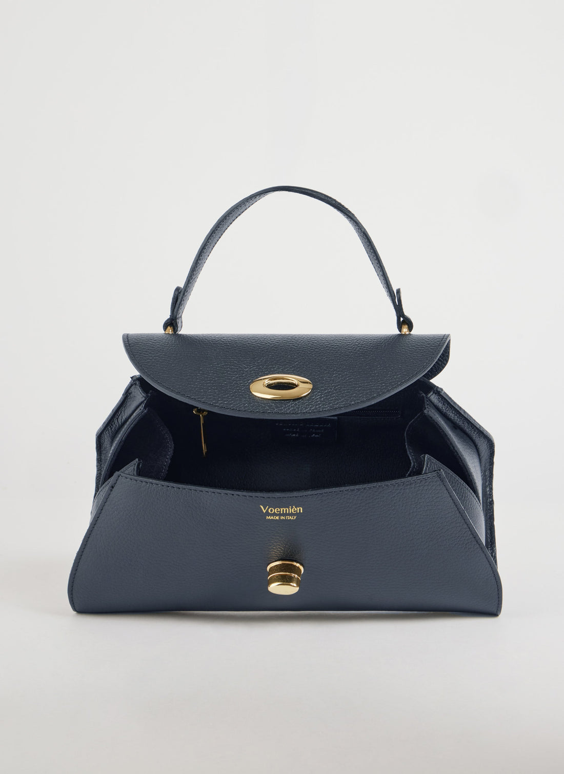 Florence Bag in Togo Leather Blue Navy