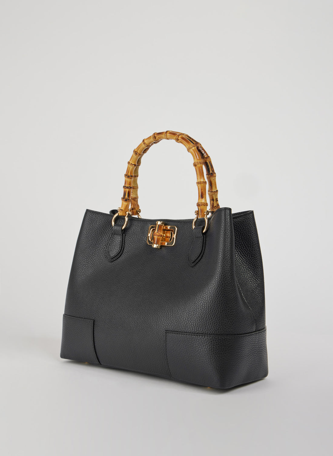 Bamboo Babe Bag in Black Dollar Leather
