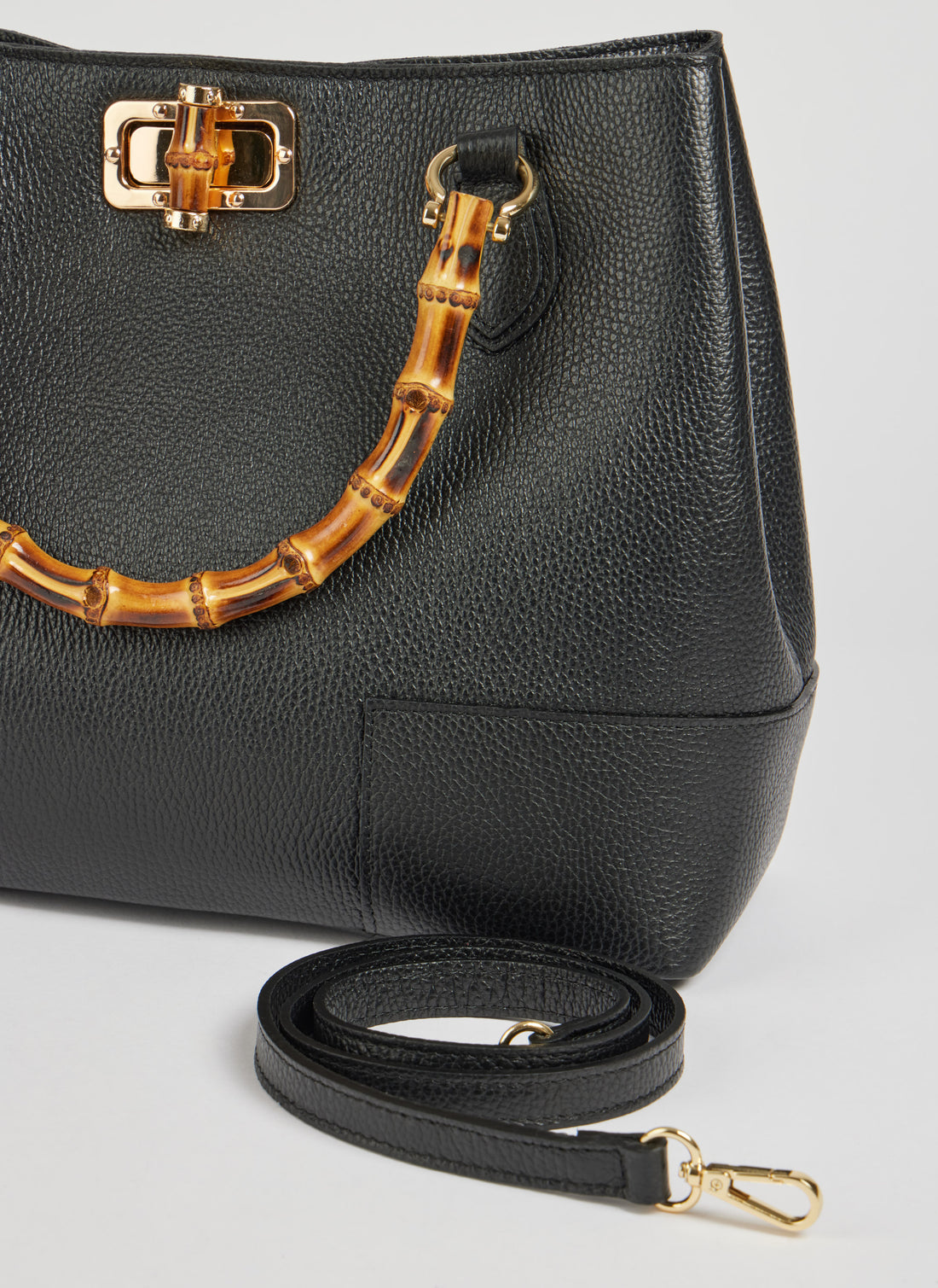 Bamboo Babe Bag in Black Dollar Leather