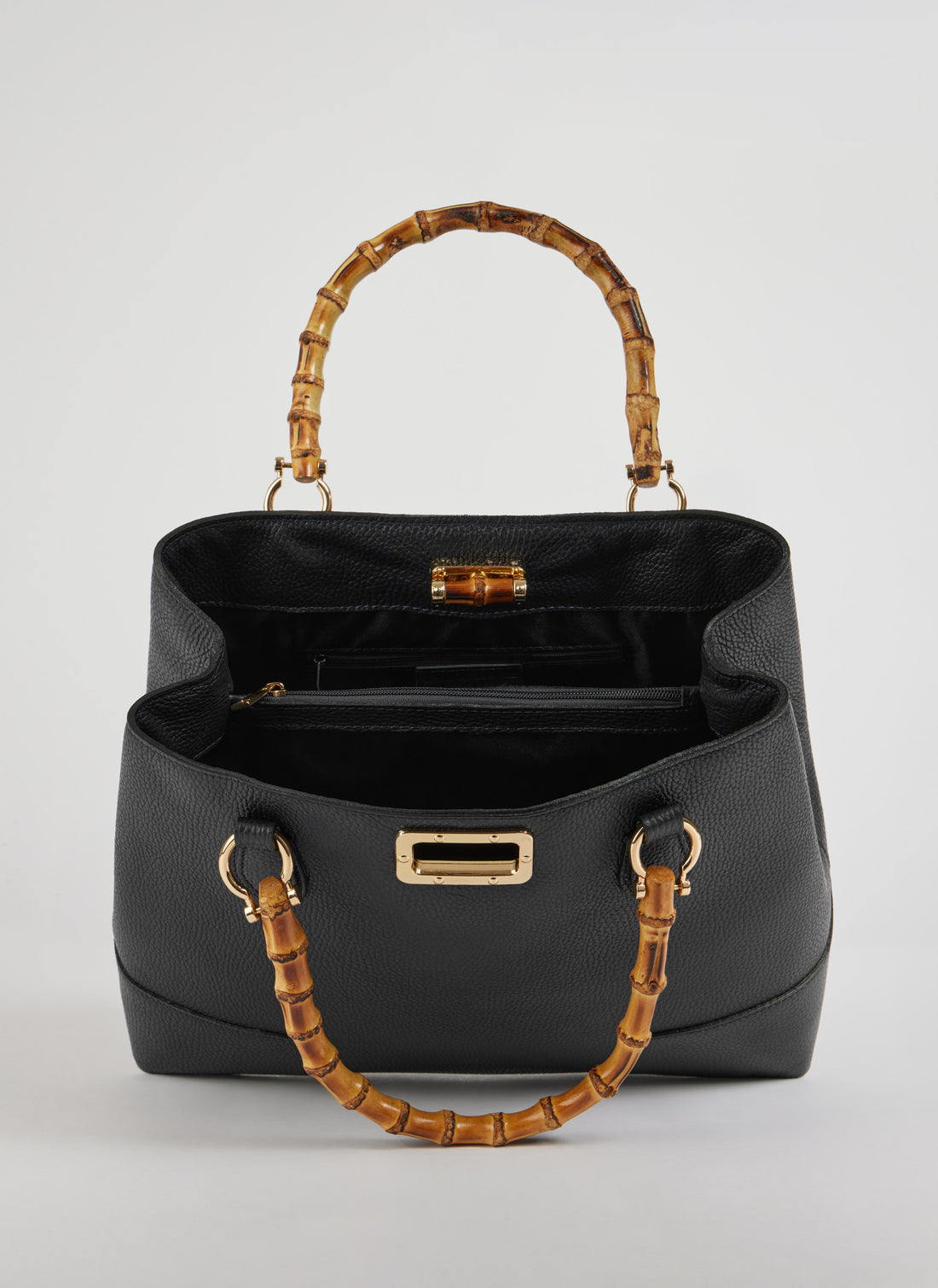 Bamboo Babe Bag in Black Dollar Leather