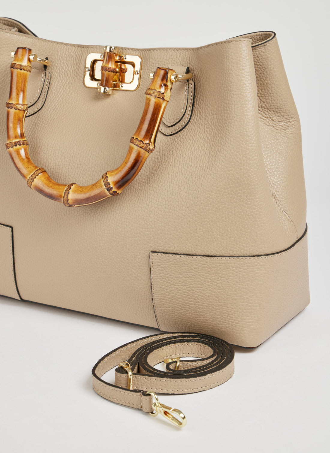 Bamboo Babe Bag in Dollar Leather Light Taupe