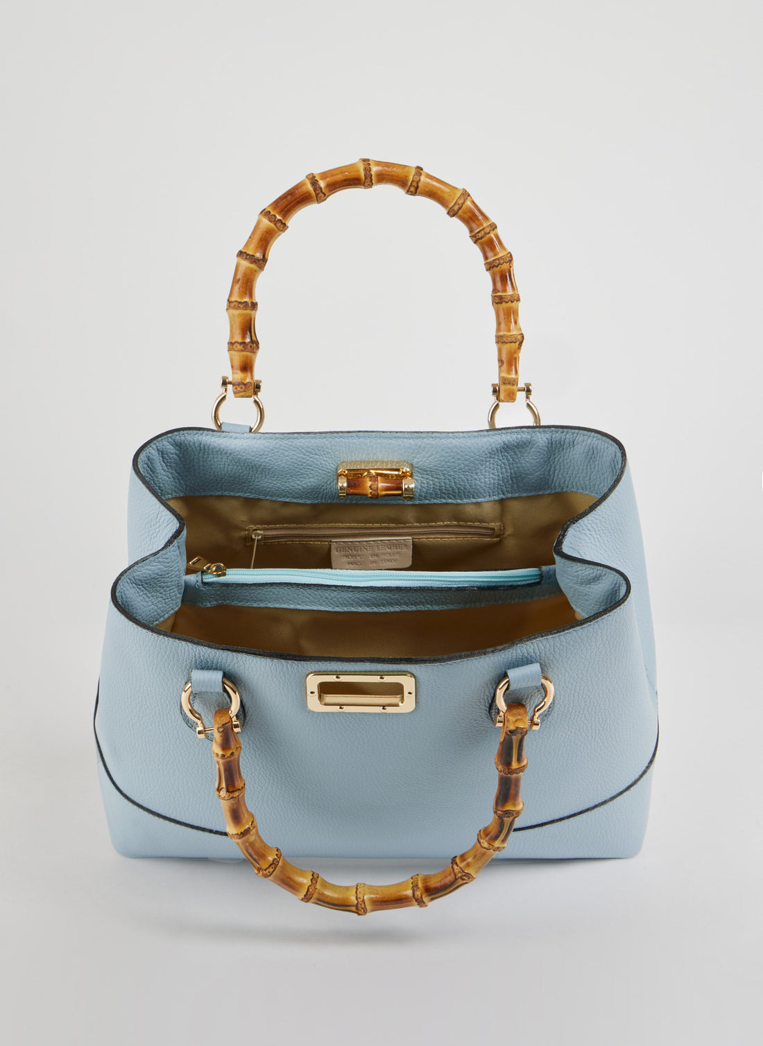 Bamboo Babe Bag in Dollar Leather Sky Blue Dust