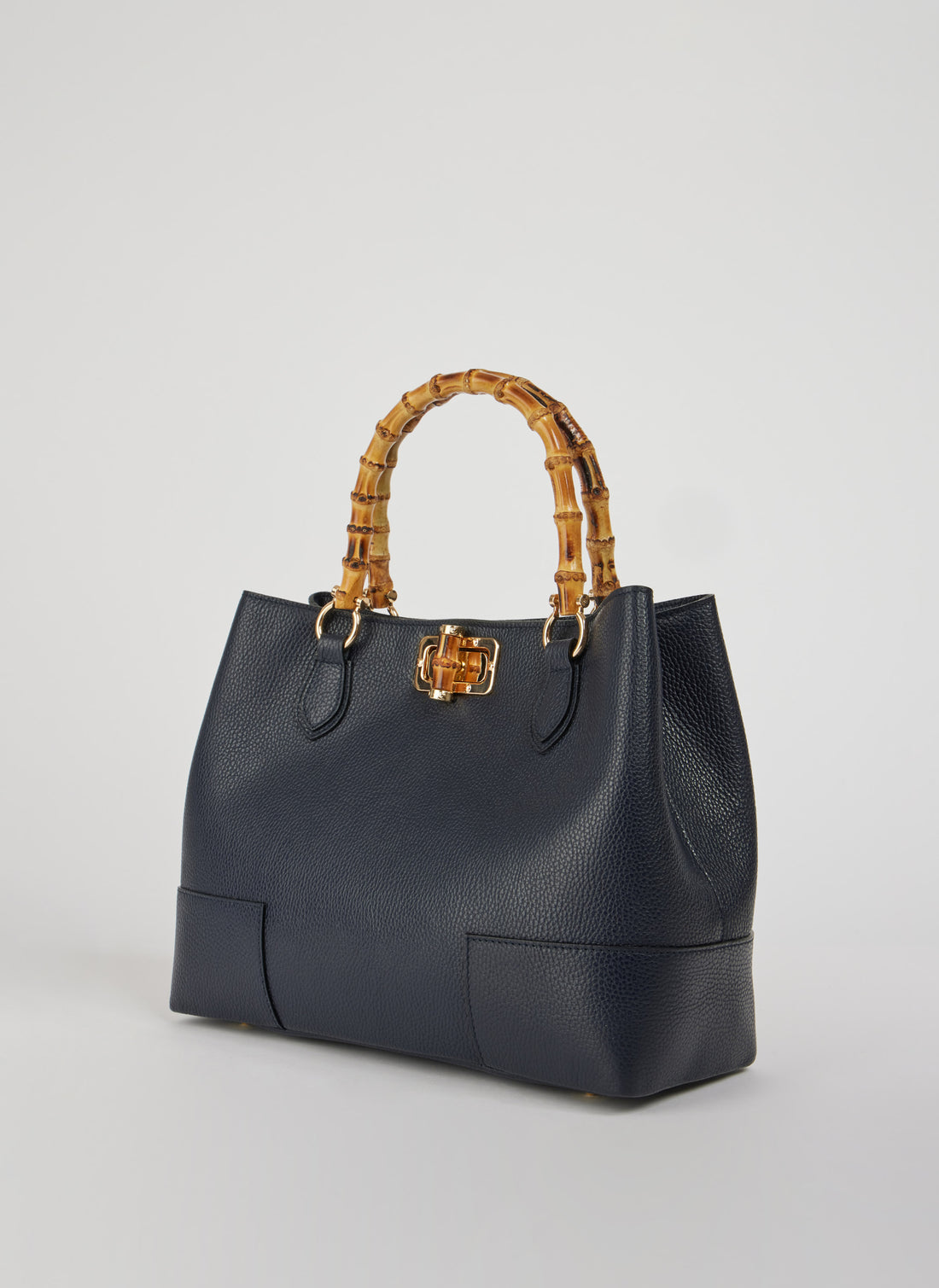 Bamboo Babe Bag in Navy Blue Dollar Leather
