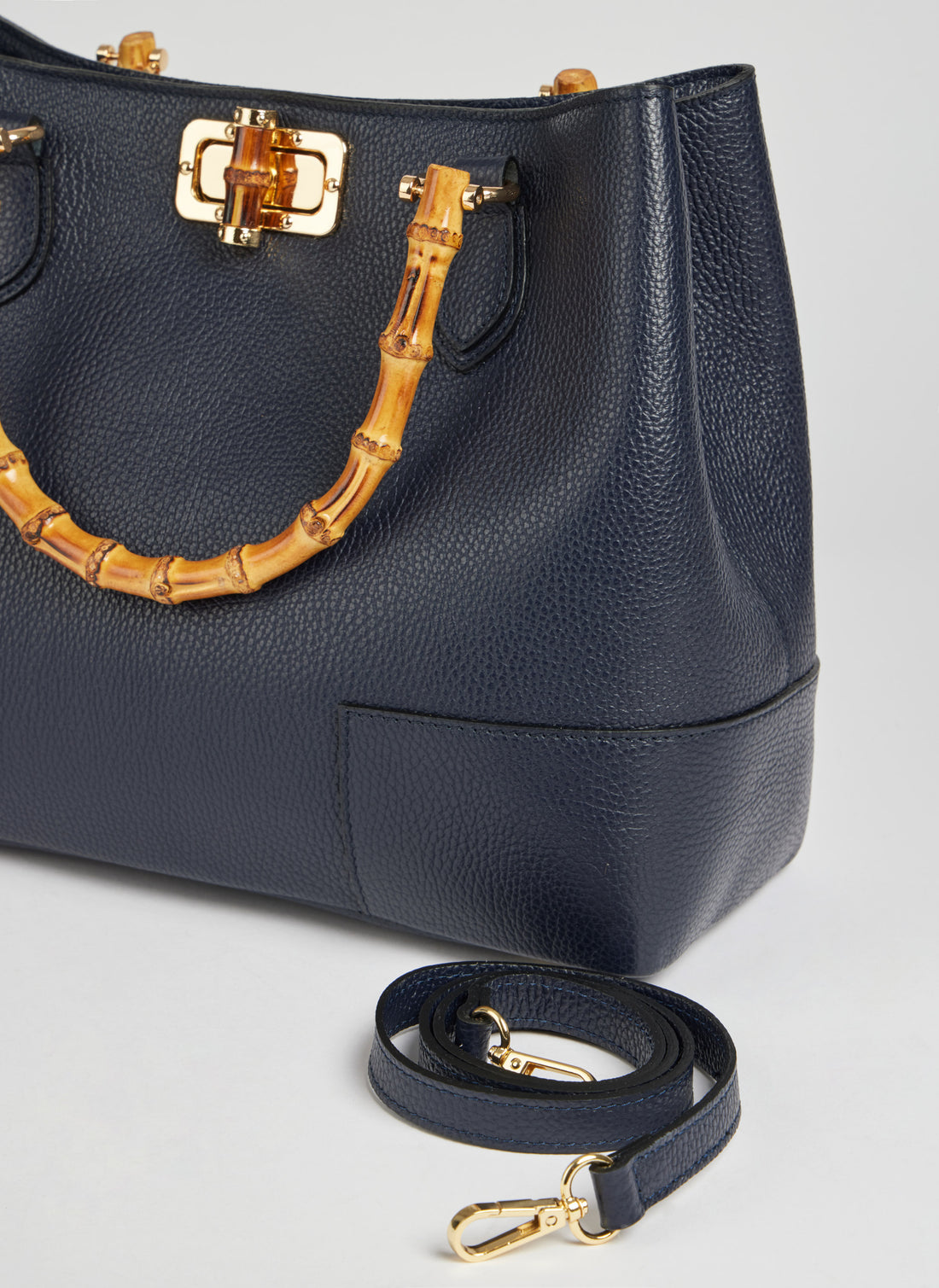 Bamboo Babe Bag in Navy Blue Dollar Leather