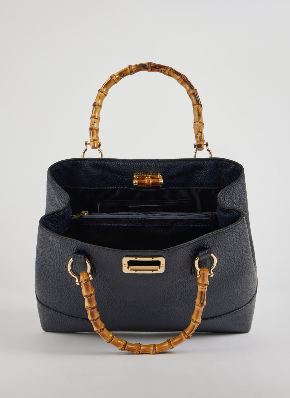 Bamboo Babe Bag in Navy Blue Dollar Leather