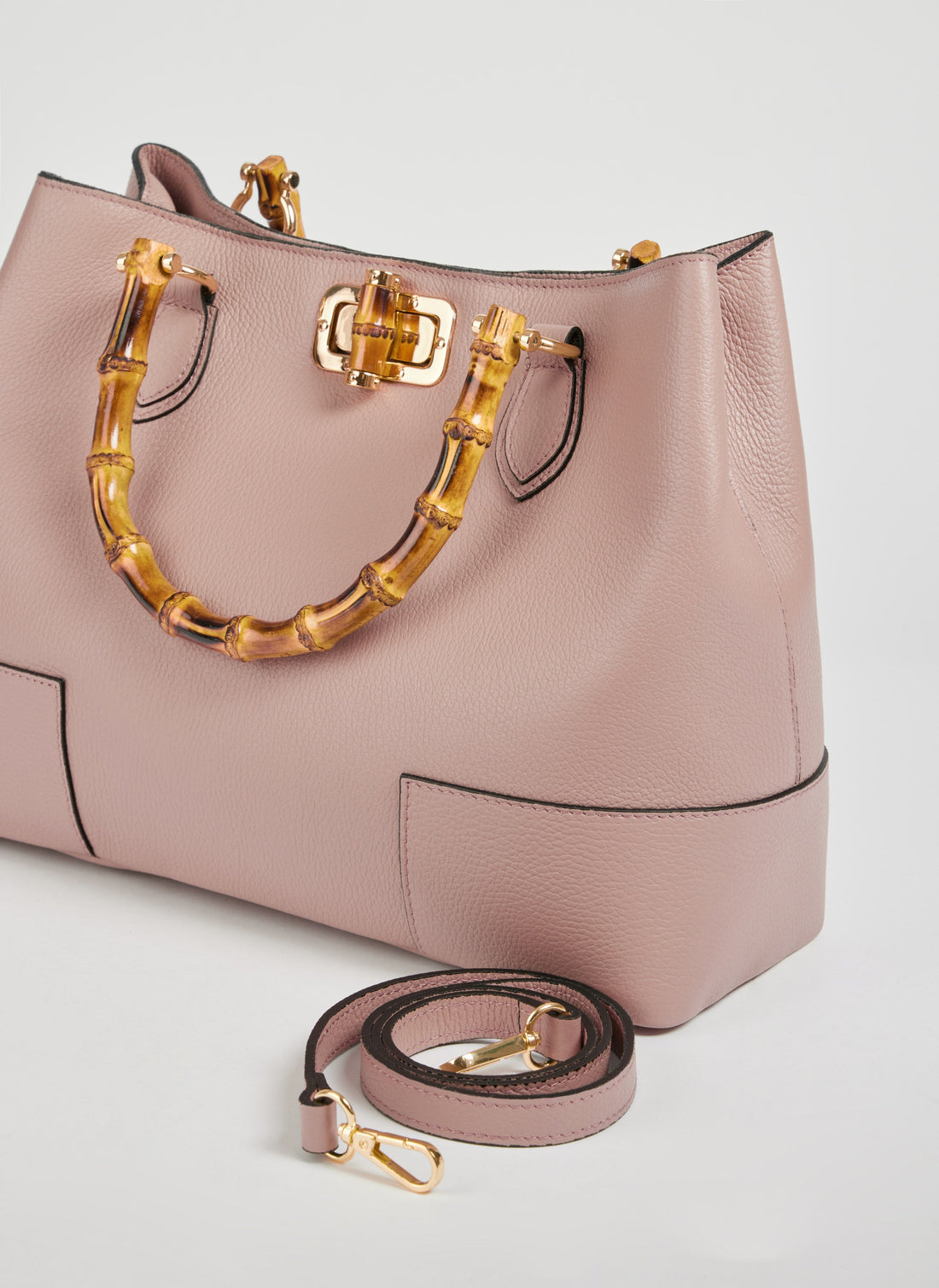 Bamboo Babe Bag in Dollar Leather Powder Pink