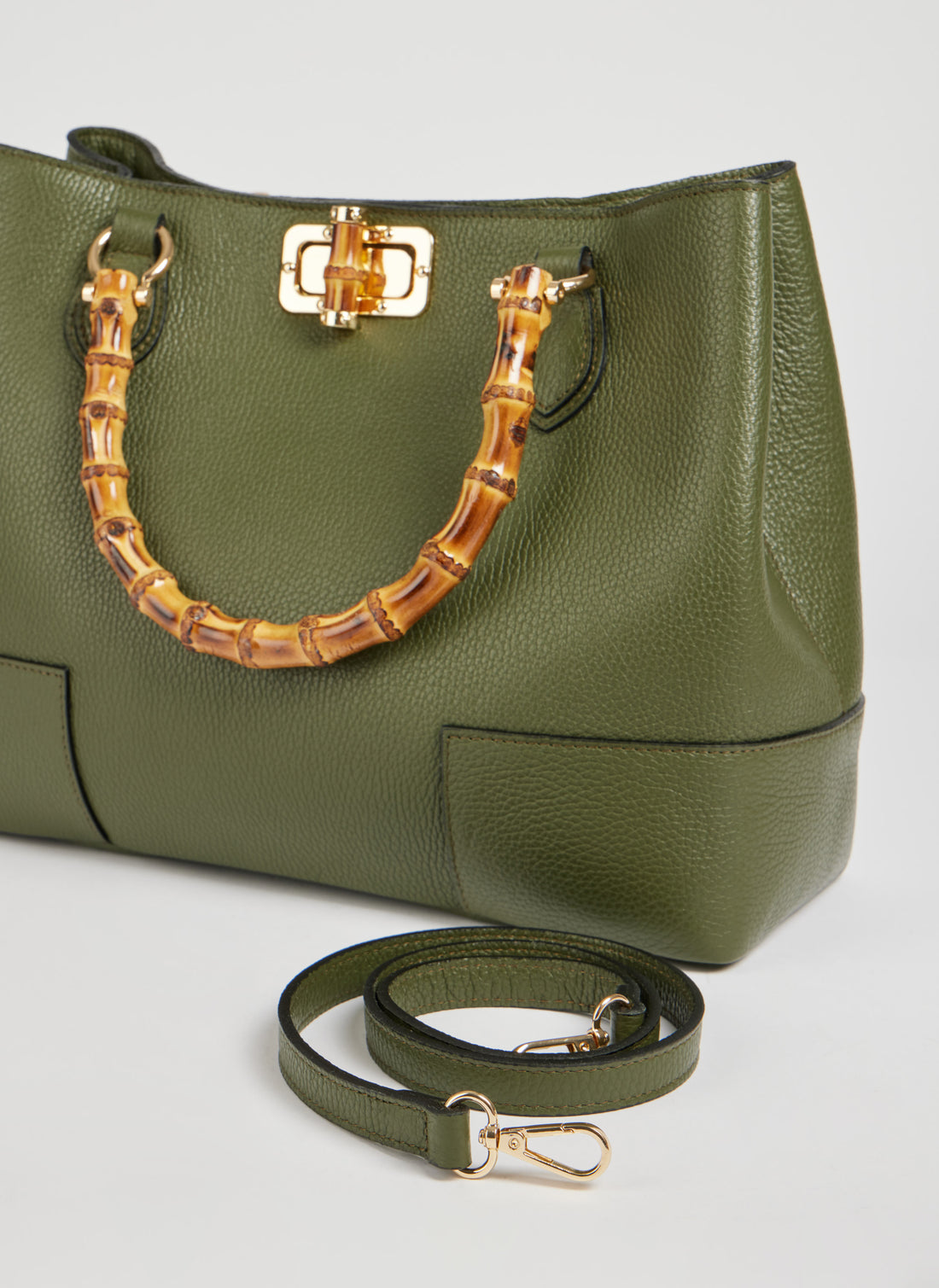 Bamboo Babe Bag in Military Green Dollar Leather