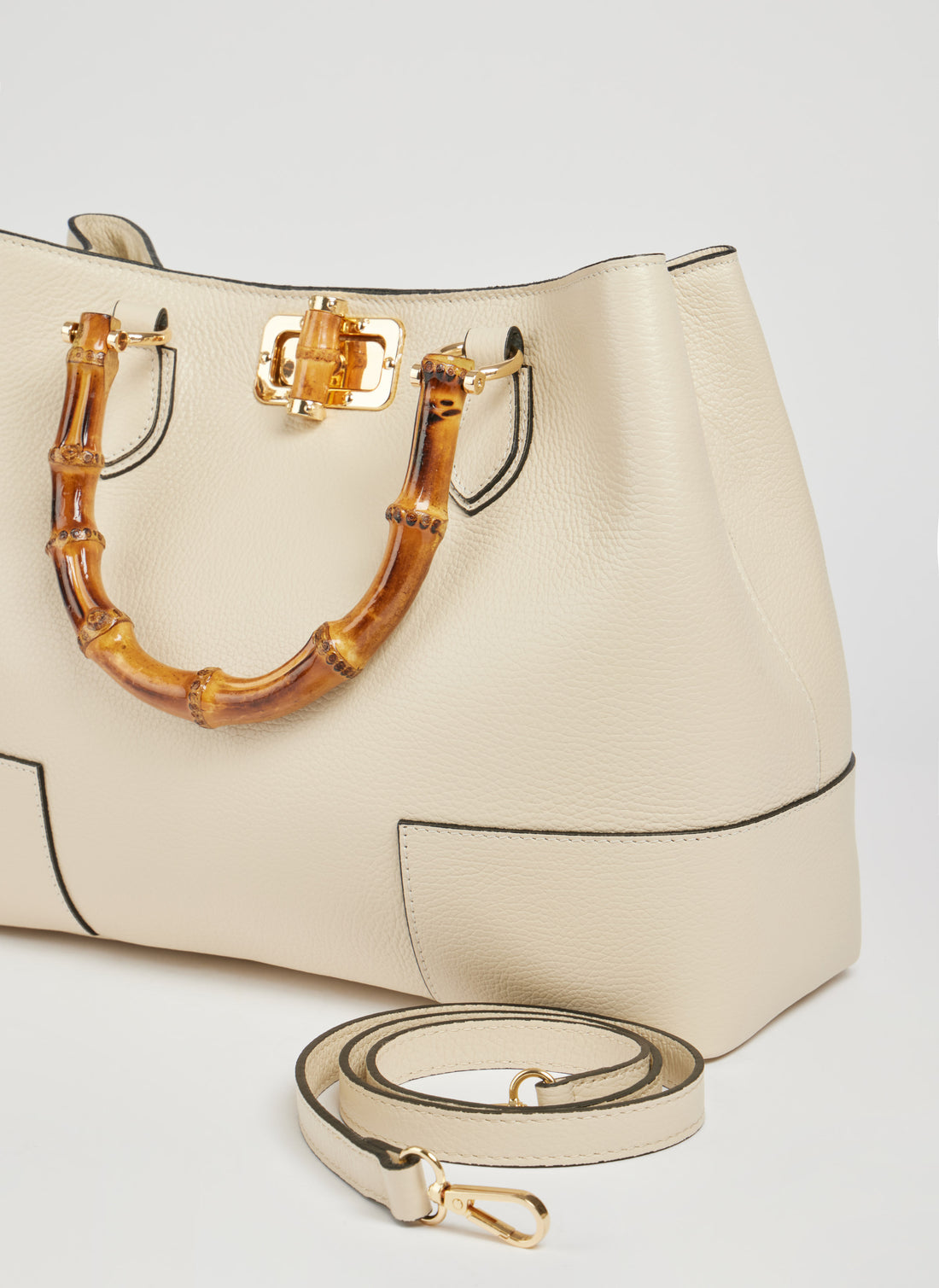 Bamboo Babe Bag in Beige Dollar Leather