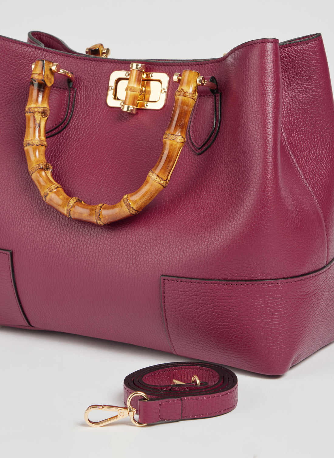 Bamboo Babe Bag in Burgundy Dollar Leather