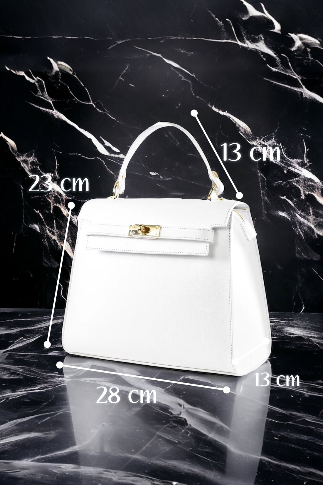 Borsa Zaira in Vera pelle Saffiano Bianca - Voemièn