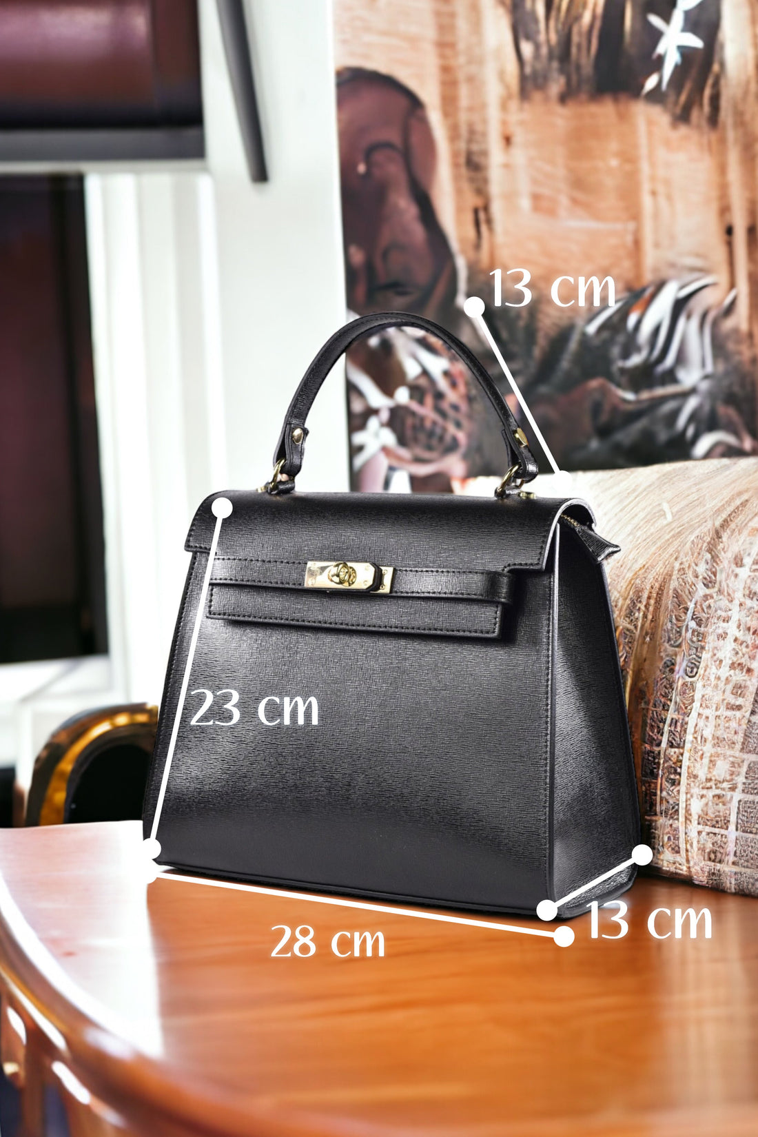 Borsa Zaira in Vera pelle Saffiano Nera - Voemièn
