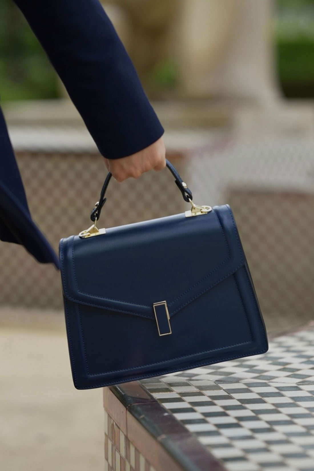 Adelaide Bag in Navy Blue Saffiano Leather