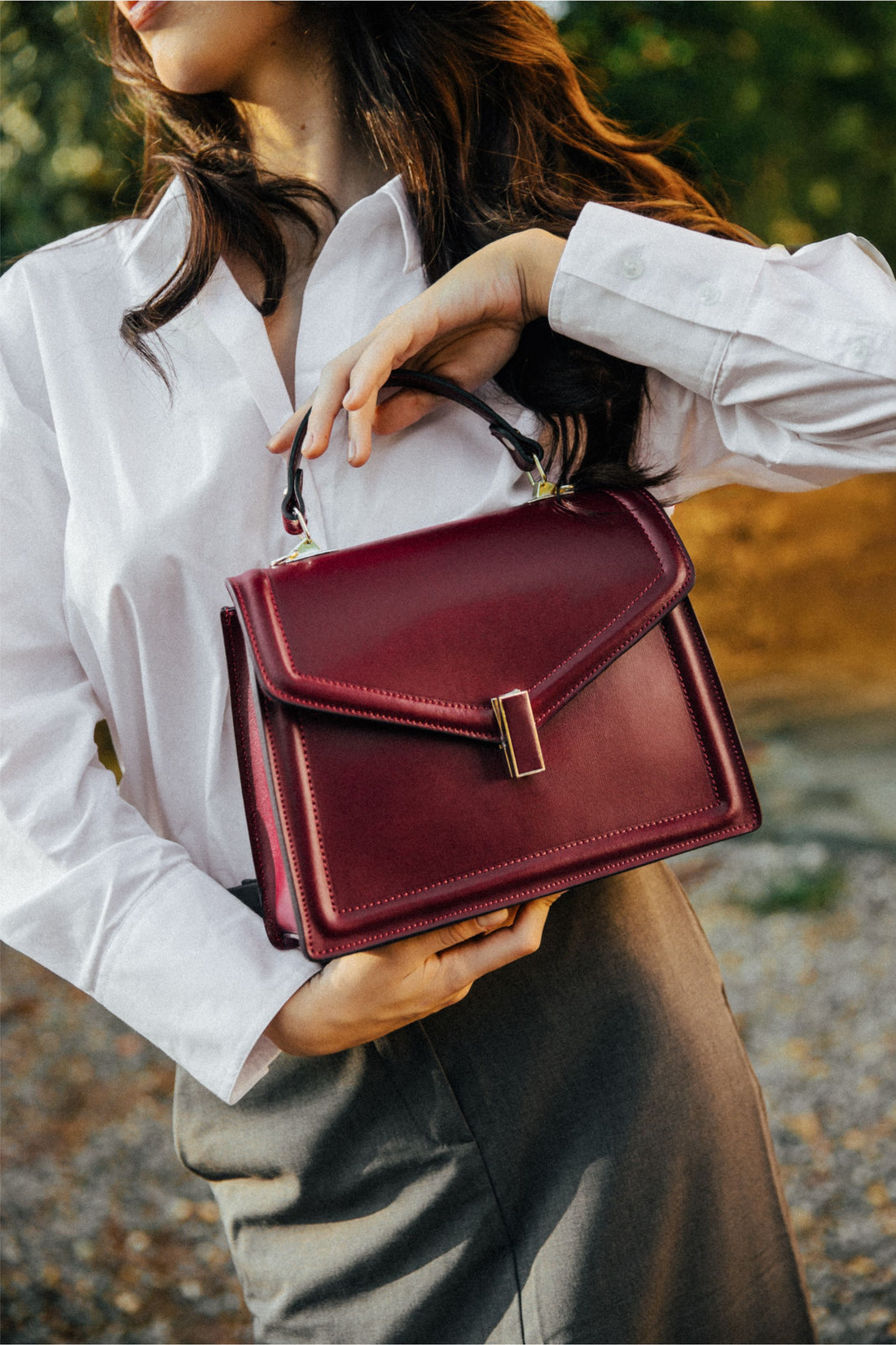 Adelaide Bag in Burgundy Saffiano Leather