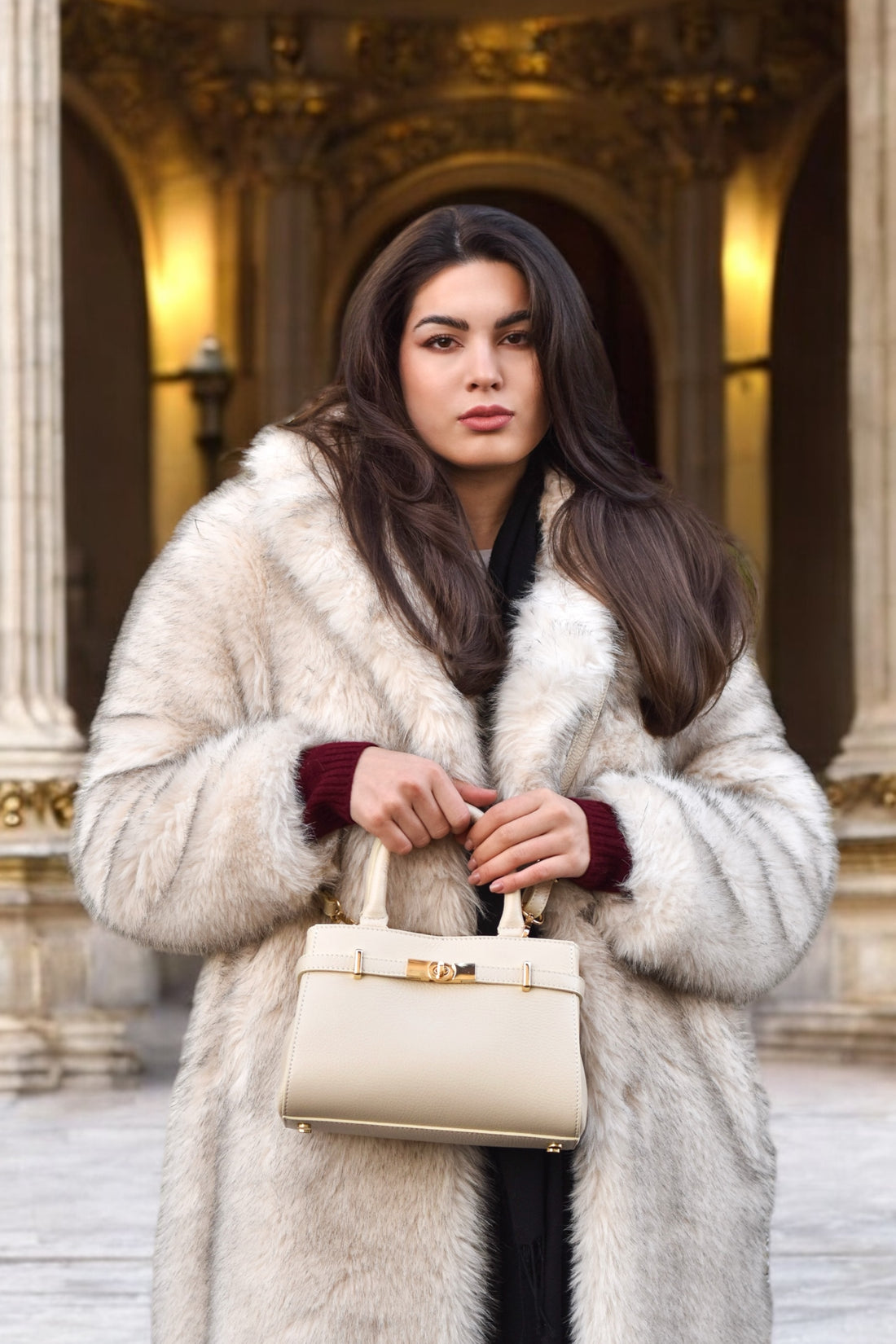 Valentine Bag in Togo Leather Beige