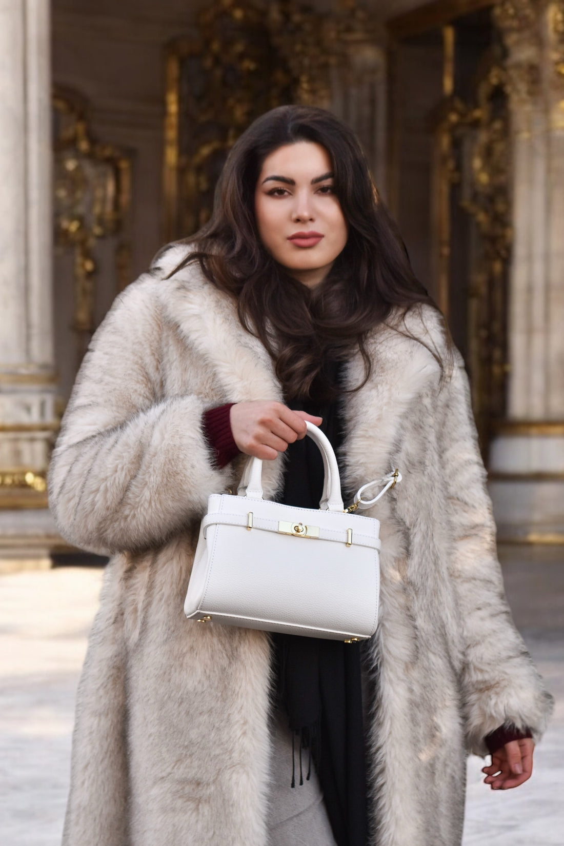 Valentine Bag in Togo Leather White