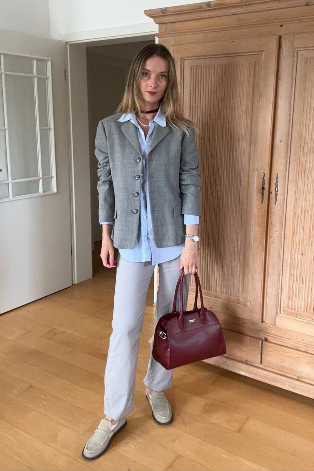 Genevieve Bag in Burgundy Dollar Leather