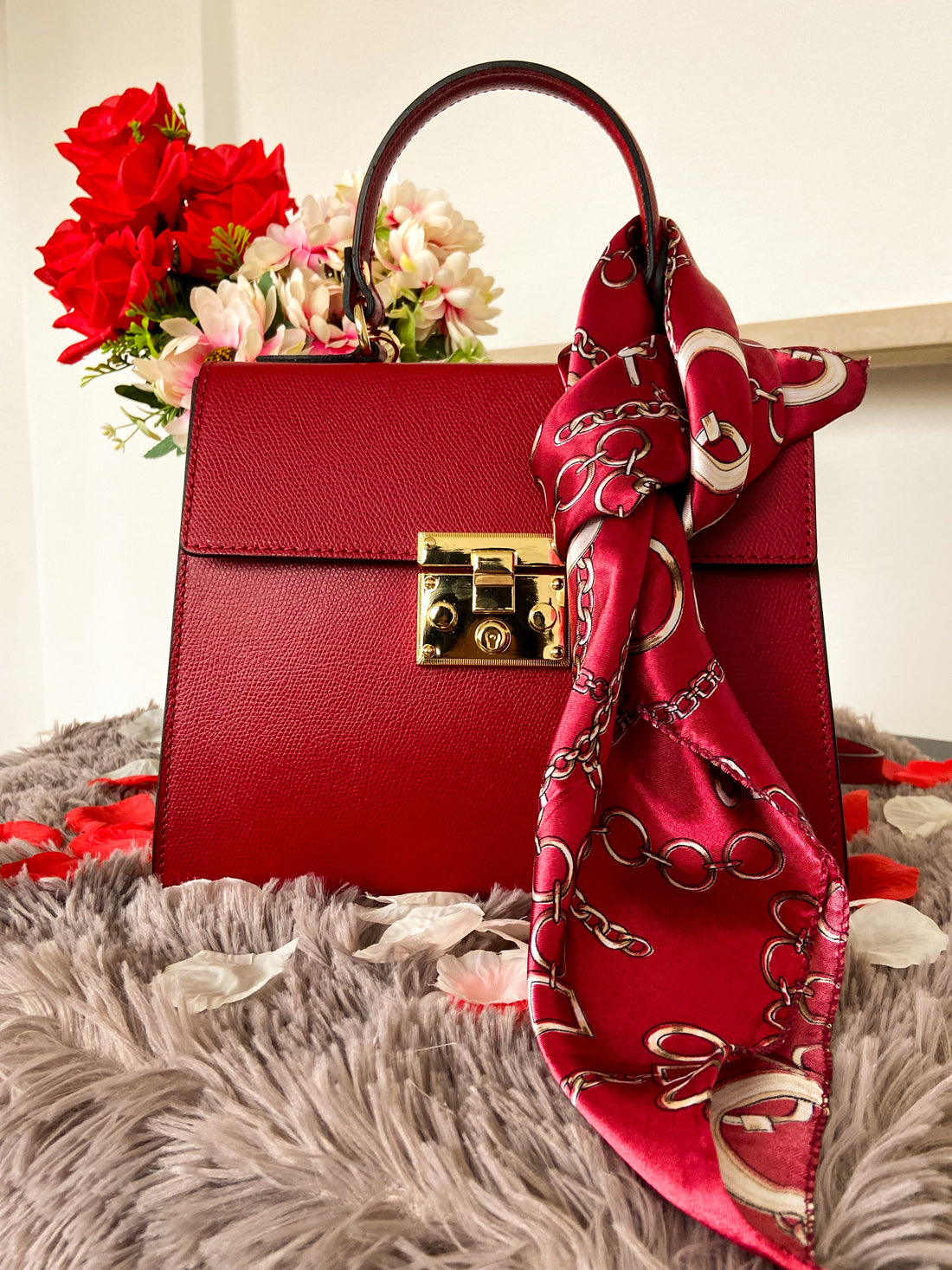 Marigold Bag in Red Saffiano Leather