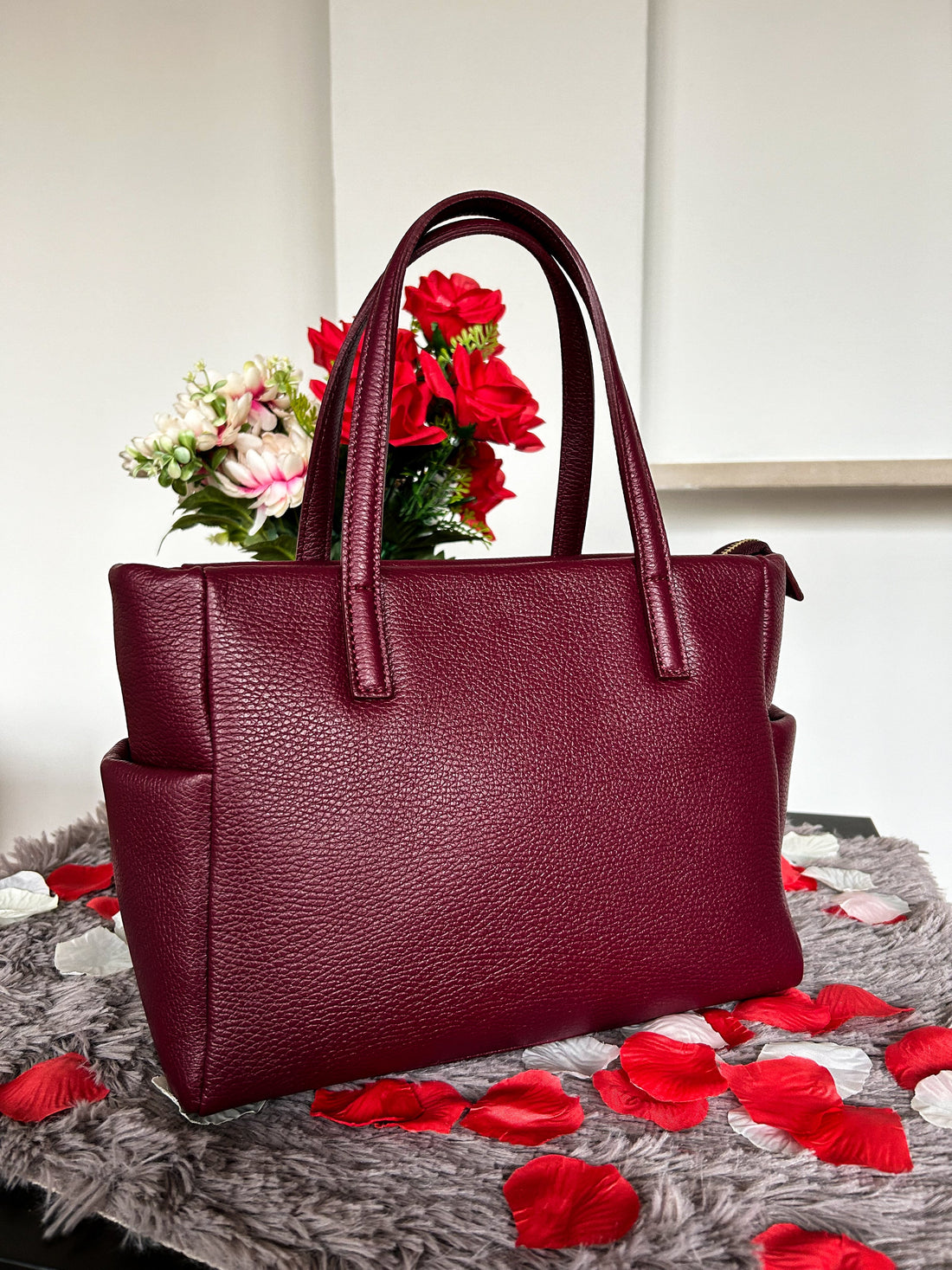 Diana Bag in Burgundy Dollar Leather