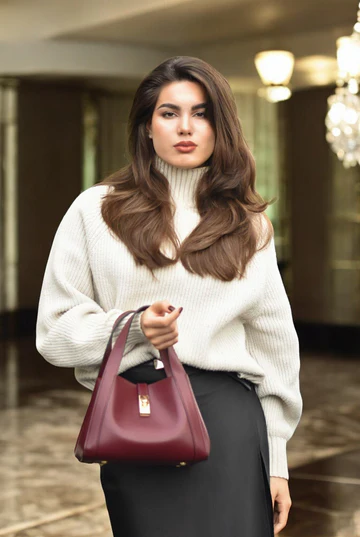 Eleonor Bag in Burgundy Red Saffiano Leather