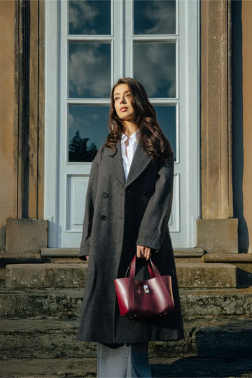 Eleonor Bag in Burgundy Red Saffiano Leather