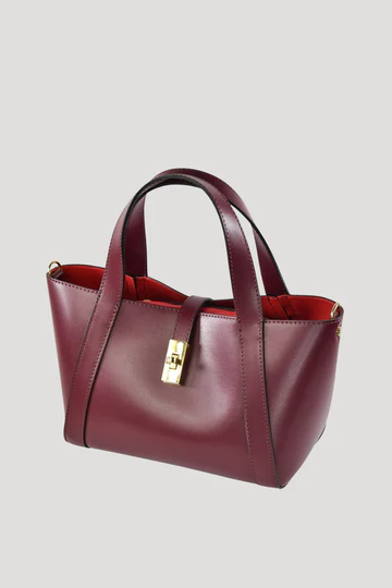 Eleonor Bag in Burgundy Red Saffiano Leather