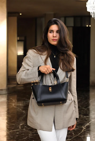Eleonor Bag in Black Saffiano Leather