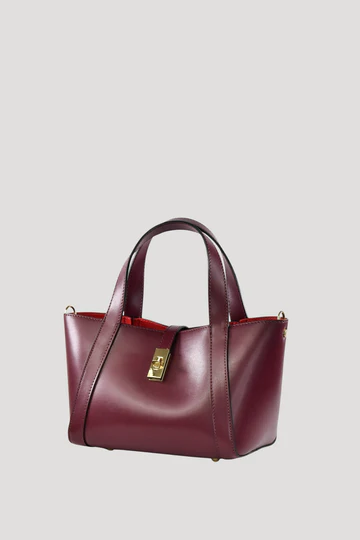 Eleonor Bag in Burgundy Red Saffiano Leather