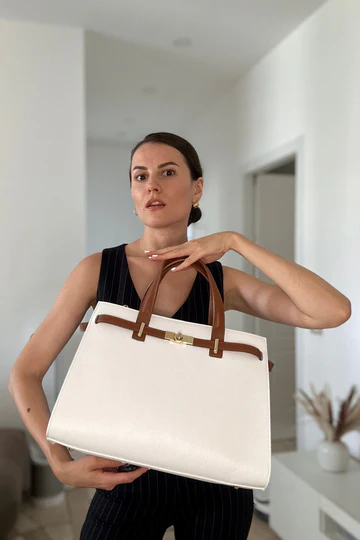 Grace XL Limited Edition Bag in White Togo Leather
