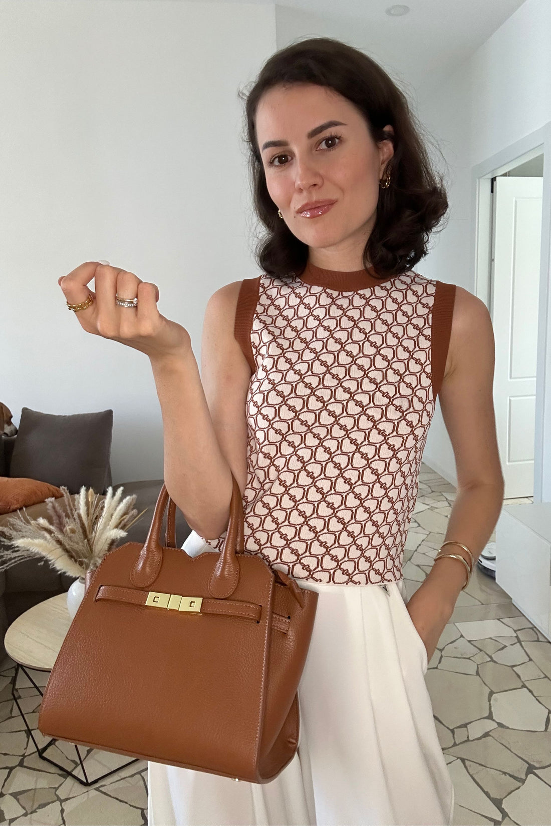 Meredith Bag in Tan Togo Leather