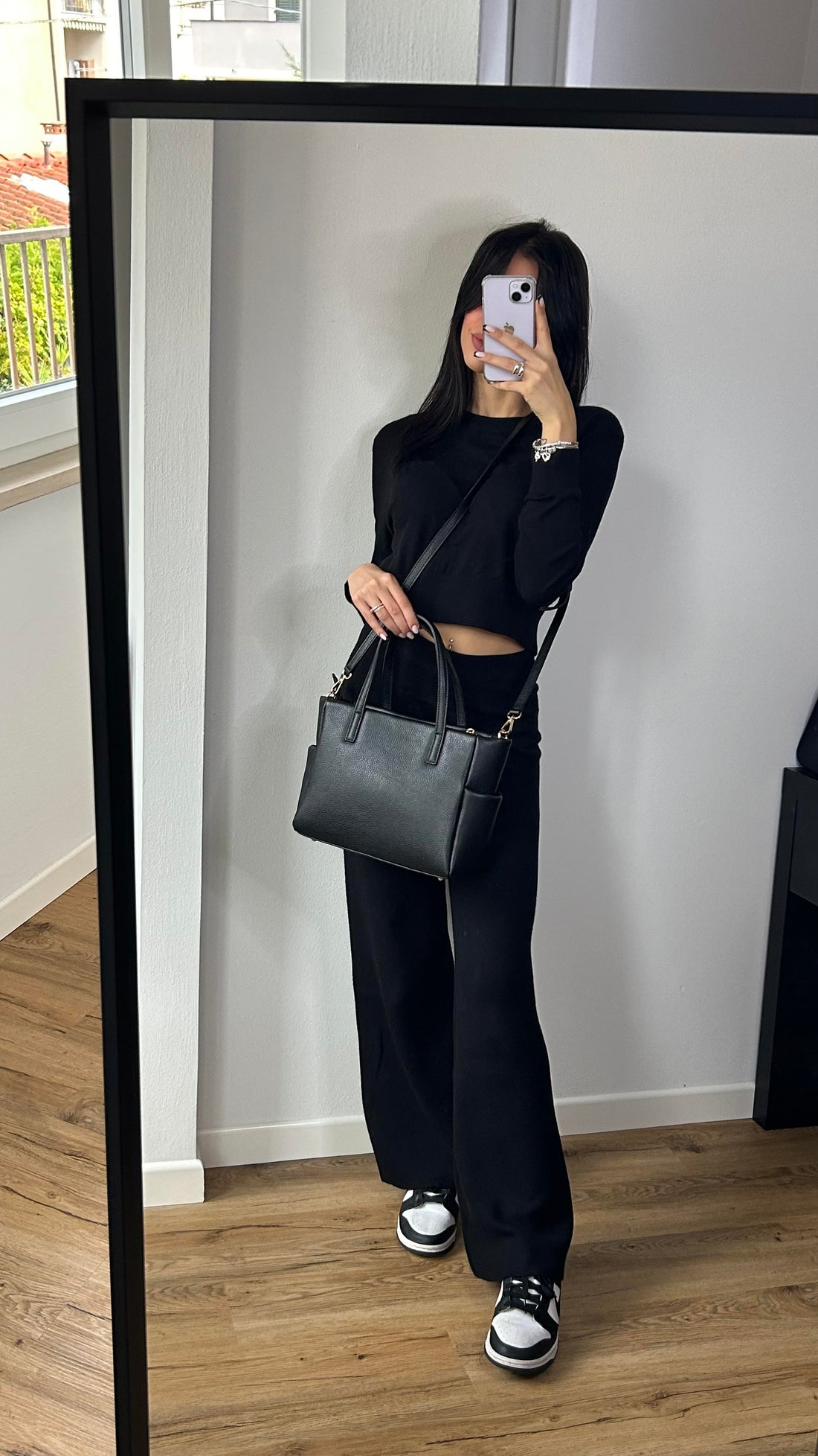 Diana Bag in Black Dollar Leather