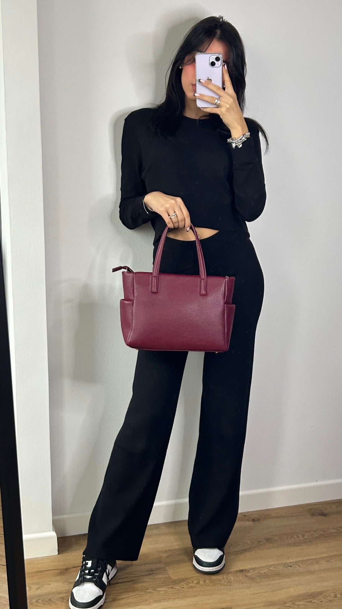 Diana Bag in Burgundy Dollar Leather